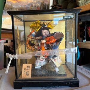 Japanese Samurai Doll in Display Case